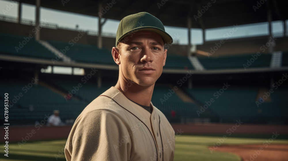 baseball player in a stadium, with a determined look generative ai baseball player in a stadium, with a determined look generative ai