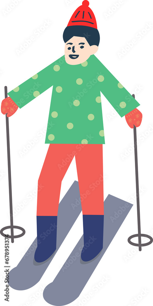 A boy is skiing in the ski resort A boy is skiing in the ski resort