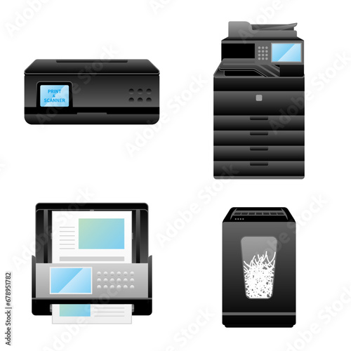 シンプルなイラスト_いろいろな家電のセット_印刷機器