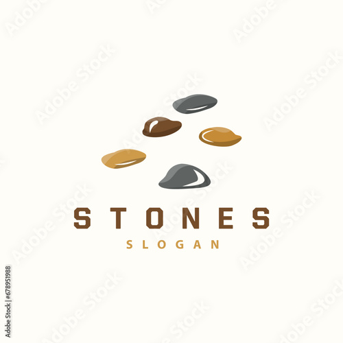 Stone Logo, Premium Elegant Design, Stone Balance Vector, Stepping Rock Walking Icon Illustration Design