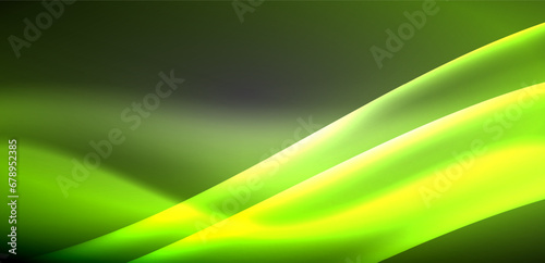 Neon-lit waves surge across background, mesmerizing dance of luminescence and motion. Dynamic backdrop captures essence of energy and modern aesthetics