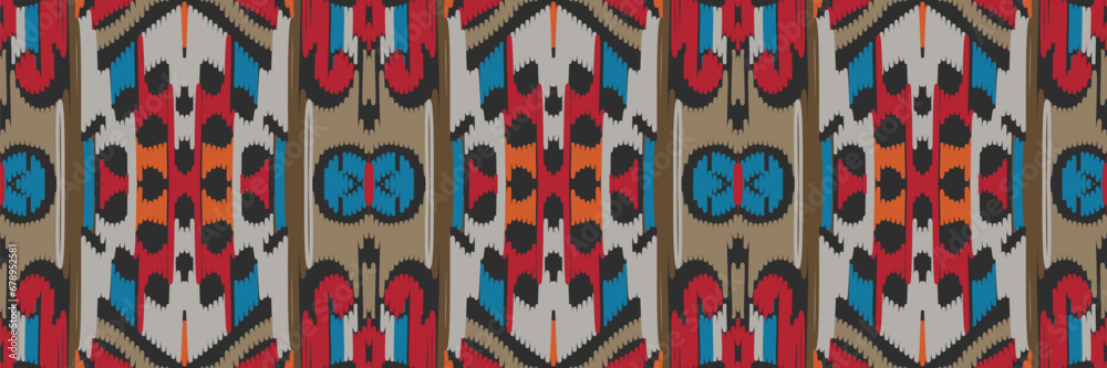 Modern Ikat Pattern or Modern Native Thai Ikat Pattern. Geometric Ethnic Background for Pattern Seamless Design or Wallpaper. Modern Ikat Pattern or Modern Native Thai Ikat Pattern. Geometric Ethnic Background for Pattern Seamless Design or Wallpaper.