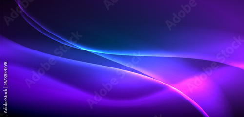 Dynamic waves in ethereal glow of neon lights. Concept merges fluidity of motion with vibrant allure of neon, crafting entrancing backdrop that embodies both vitality and futuristic sophistication