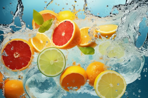Tropical Splash Vibrant Citrus Medley in Refreshing Waters