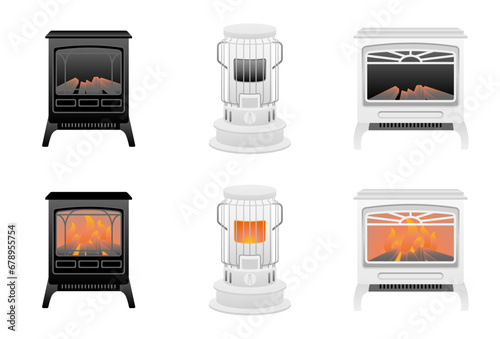 シンプルなイラスト_いろいろな家電のセット_アナログ暖房器具