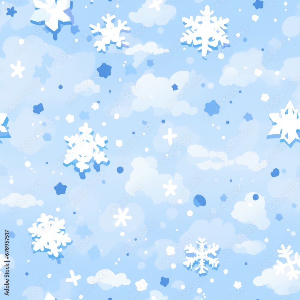 Snowflakes seamless pattern on blue sky background. Christmas vector illustration. Snowflakes seamless pattern on blue sky background. Christmas vector illustration.