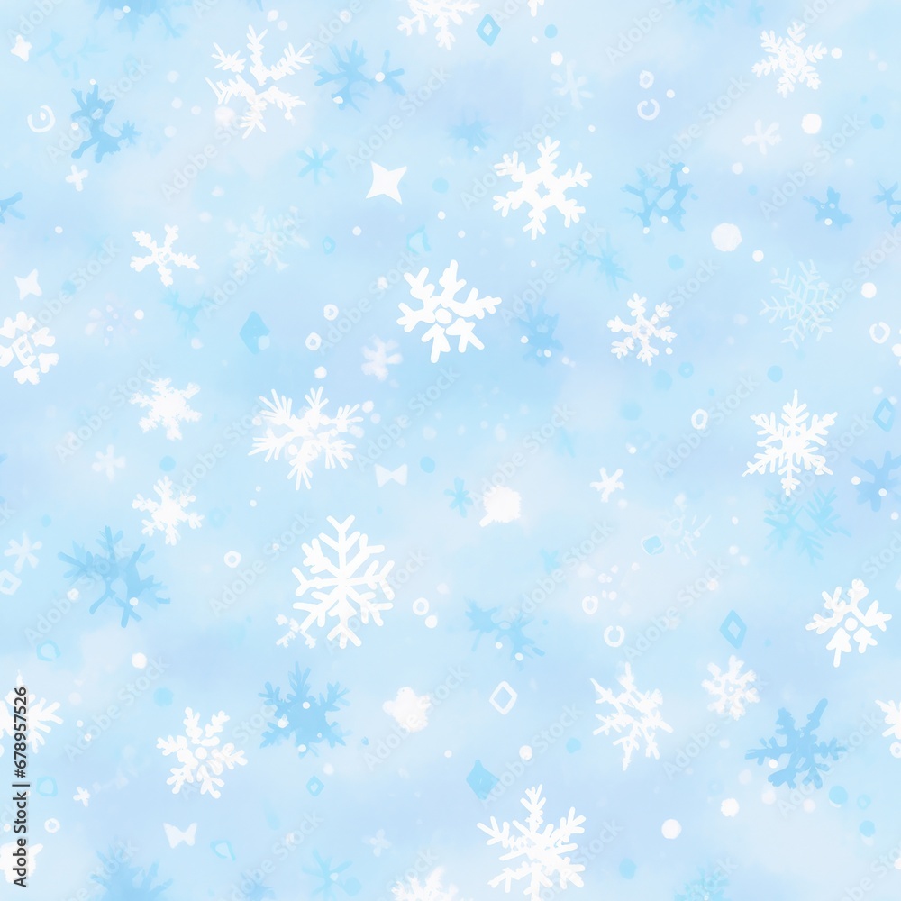 Snowflakes on blue background. Christmas and New Year background.
