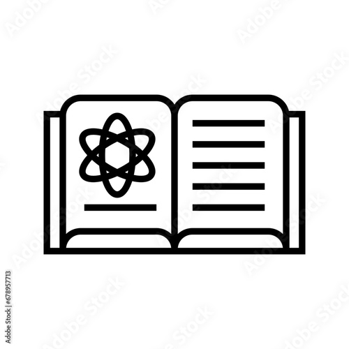 a book with molecule symbol, science book icon vector