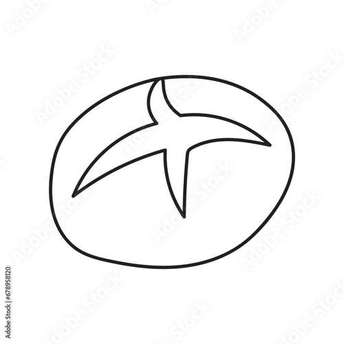 Hand drawn Kids drawing Cartoon Vector illustration soda bread icon Isolated on White Background