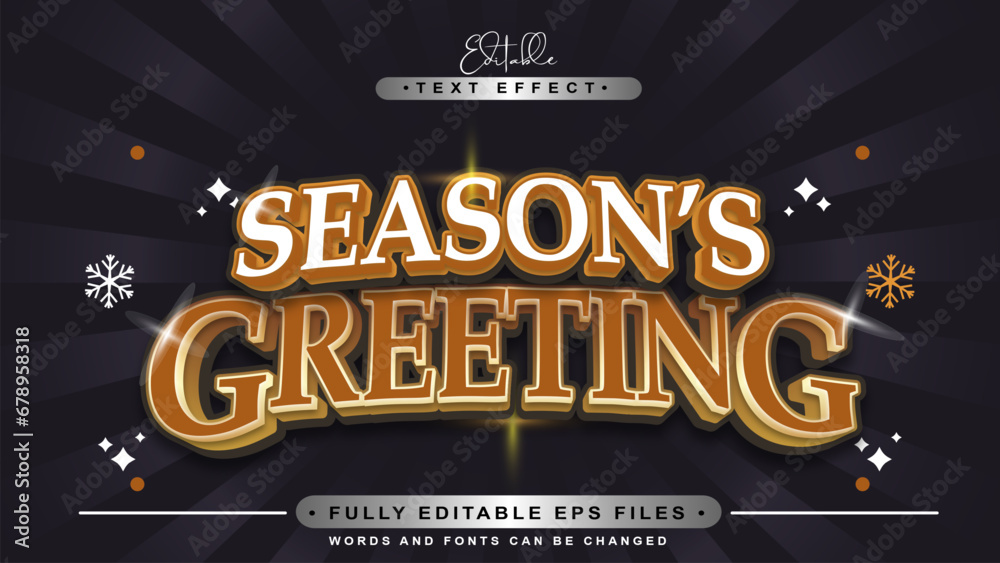 Fototapeta premium editable seasons greeting text effect.typhography logo