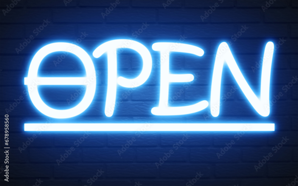 Obraz premium Open Neon Banner lights Vector