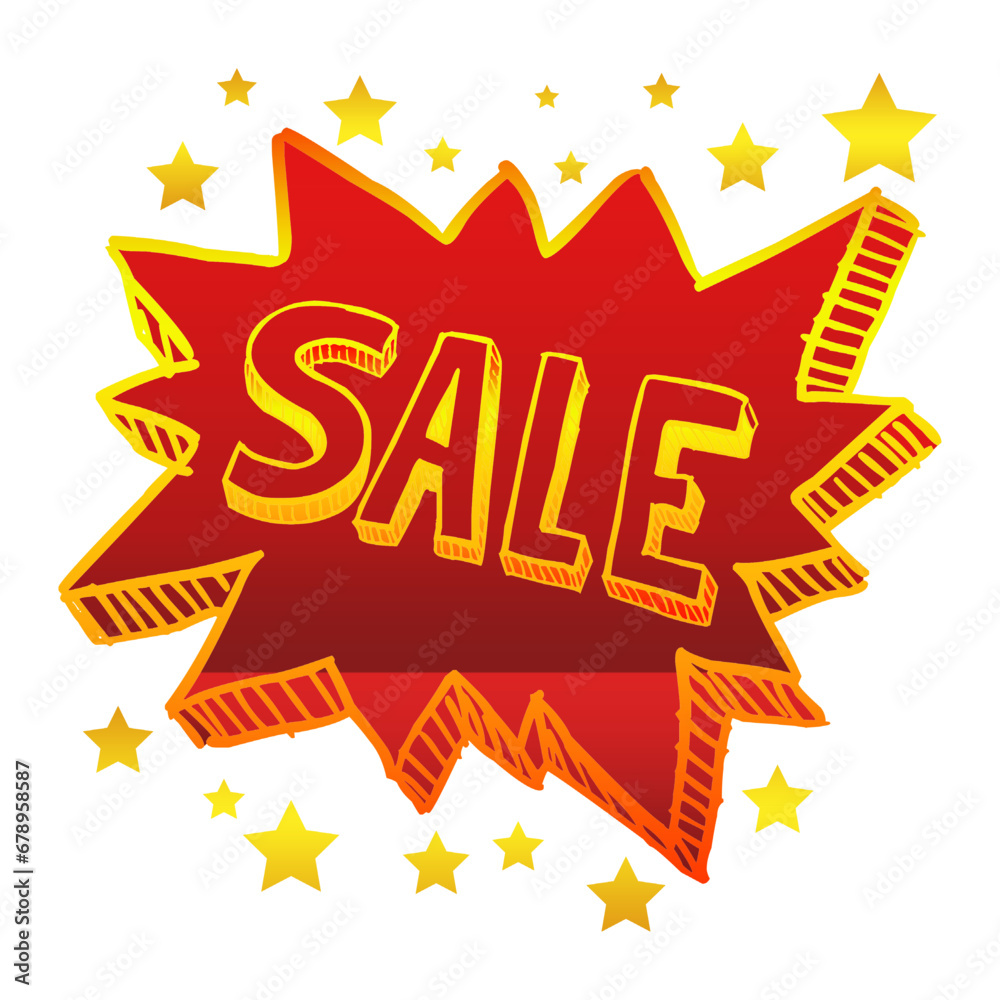 Sale red banner and stars Sale red banner and stars