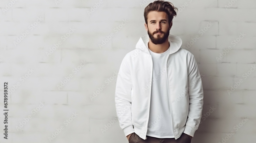 Man Style Simplified: Man in Blank White T-Shirt for Mockup. Generative ai Man Style Simplified: Man in Blank White T-Shirt for Mockup. Generative ai