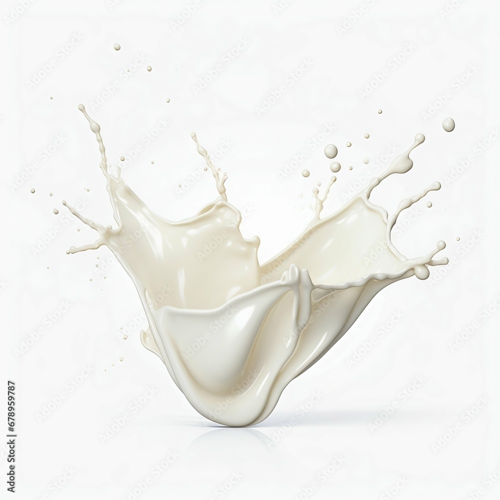 Milk Splash Isolated on White. Generative ai Milk Splash Isolated on White. Generative ai