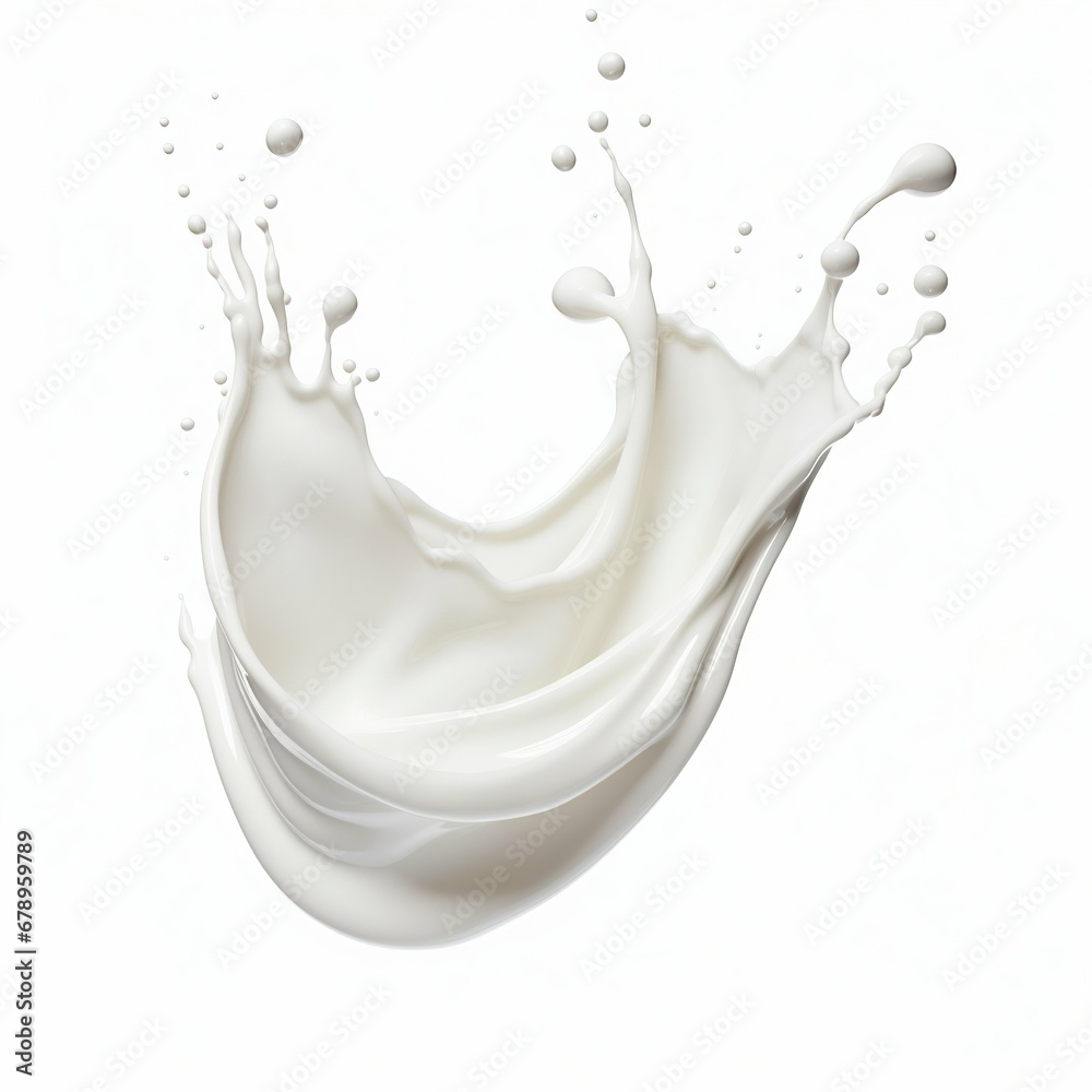 Milk Splash Isolated on White. Generative ai Milk Splash Isolated on White. Generative ai