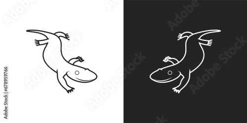 black and white salamander vector, logo, icon. animal, animals, salamander, gecko, lizard, monster, amphibian, reptile, silhouette, cartoon, logo, icon, clipart, clip art, sticker, vector illustration