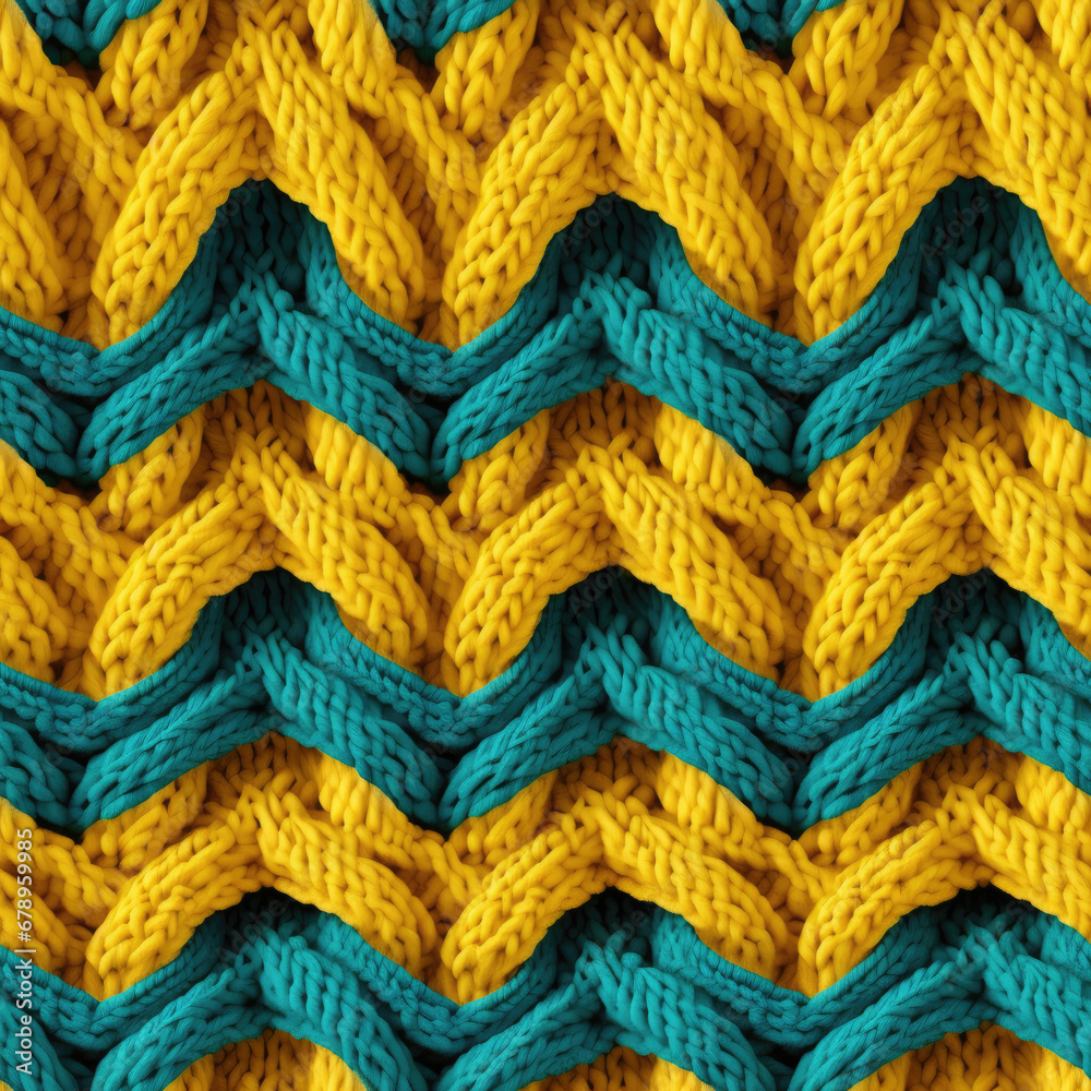 Crochet knit yellow and blue yarn seamless pattern Crochet knit yellow and blue yarn seamless pattern