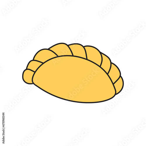 Kids drawing Cartoon Vector illustration fried pie empanada icon Isolated on White Background