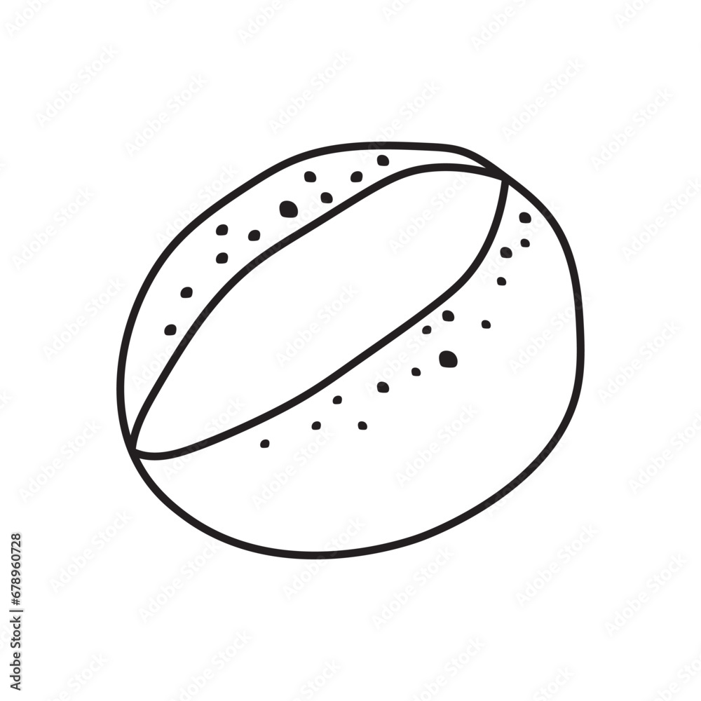 Hand drawn Kids drawing Cartoon Vector illustration boule bread icon Isolated on White Background Hand drawn Kids drawing Cartoon Vector illustration boule bread icon Isolated on White Background