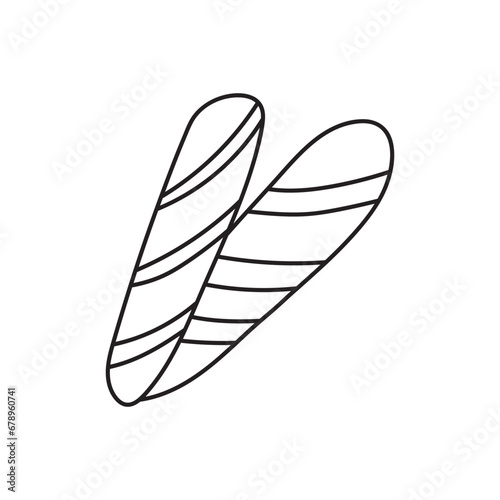 Hand drawn Kids drawing Cartoon Vector illustration bread sticks icon Isolated on White Background