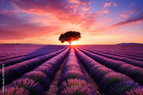 Lavandula field landscape summer plant flower purple beauty countryside nature france sunset provence
