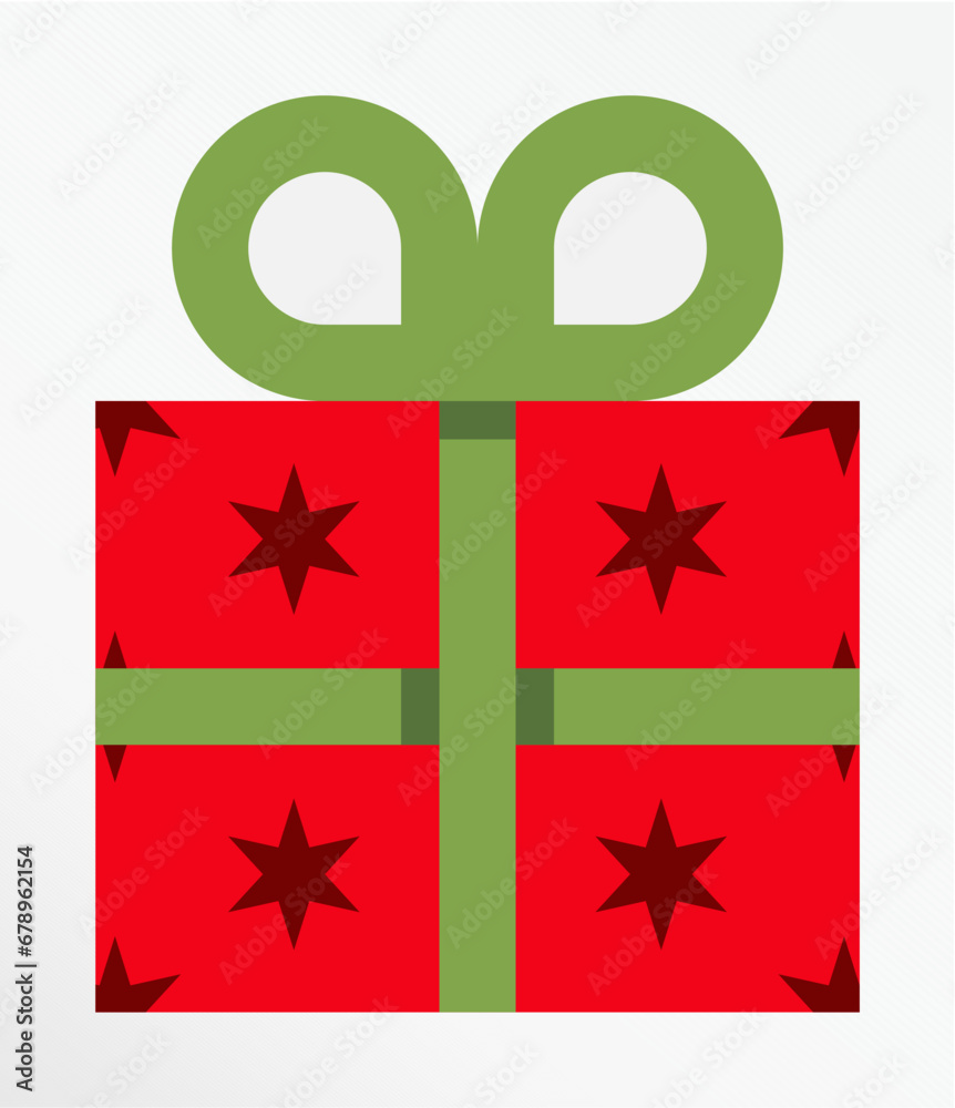 Obraz premium Christmas gift box icon, colored design. vector isolated on white background. Christmas holiday ornament design