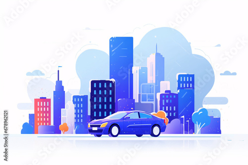 Car insurance illustration  city building life transportation mode travel concept illustration