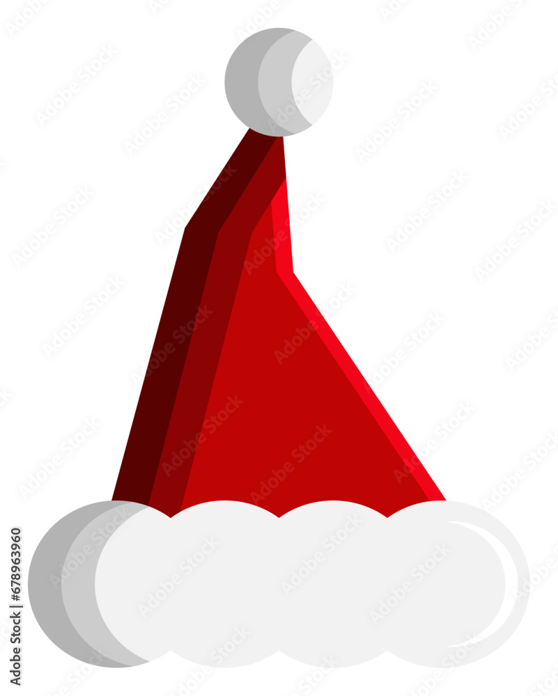santa or christmas hat icon. simple 3d vector for Christmas holiday ornament designs such as greeting cards, banners, flyers, social media. santa or christmas hat icon. simple 3d vector for Christmas holiday ornament designs such as greeting cards, banners, flyers, social media.
