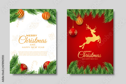 Merry christmas and happy new year modern realistic design,suitable for greeting card,poster and cover template design