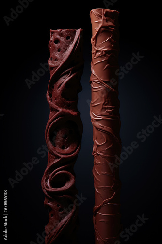 Chocolate Sticks Close-Up on a Dark Background