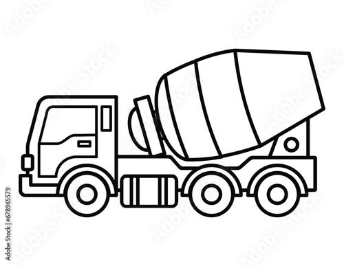 Concrete Mixer Vehicle Coloring Page For Children