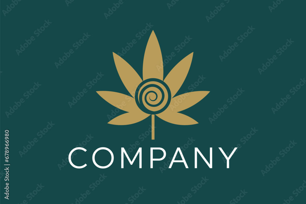 Cannabis logo design with spiral vector logo
