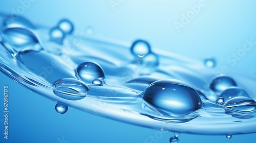 Image of water drops on a vibrant blue background.