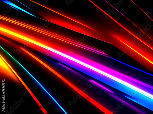 3d render abstract multicolor spectrum background bright orange blue neon rays 