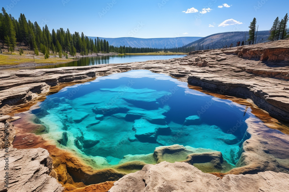 natural wonders of Yellowstone National Park, showcasing its geothermal features, geysers 
