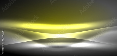 Neon-lit waves surge across background, mesmerizing dance of luminescence and motion. Dynamic backdrop captures essence of energy and modern aesthetics