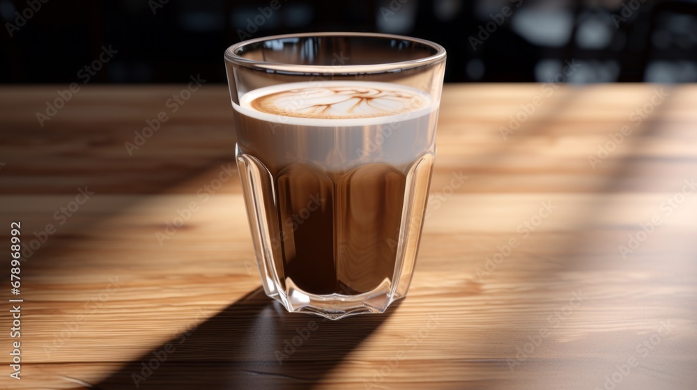 hot, fresh coffee in a cozy, sunny latte coffee put on table in cafe restaurant, drink breakfast in the morning milk latte with coffee foam in glass mug with ingredients free copy space hot, fresh coffee in a cozy, sunny latte coffee put on table in cafe restaurant, drink breakfast in the morning milk latte with coffee foam in glass mug with ingredients free copy space