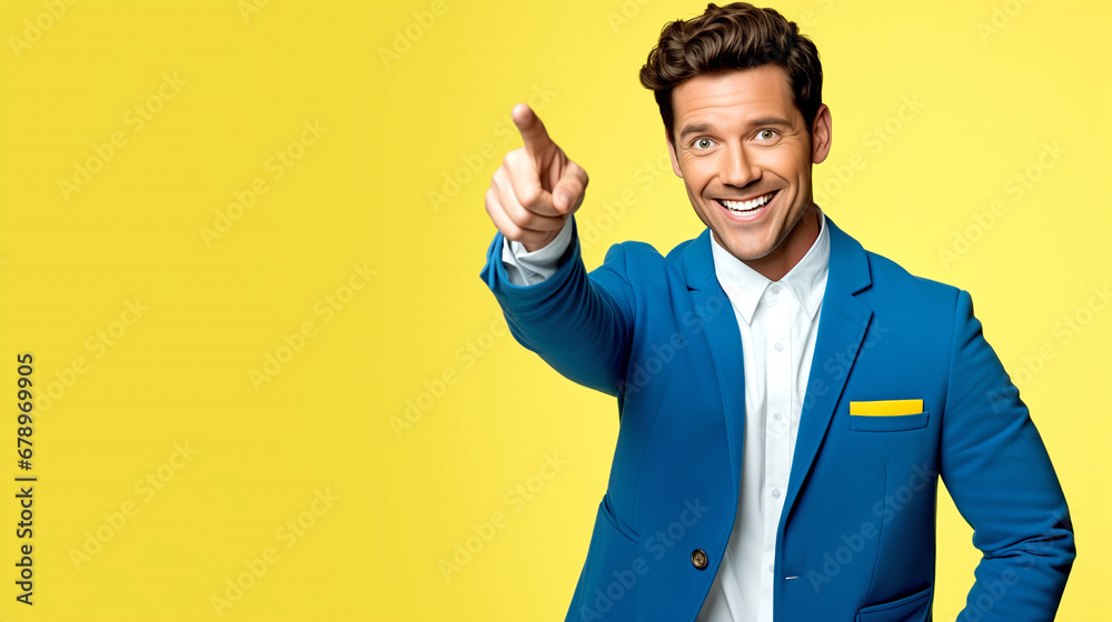 SMILING MAN POINTING AT COPY SPACE FOR MARKETING. legal AI SMILING MAN POINTING AT COPY SPACE FOR MARKETING. legal AI
