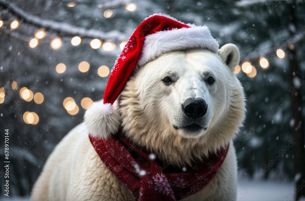 polar bear in santa hat polar bear in santa hat