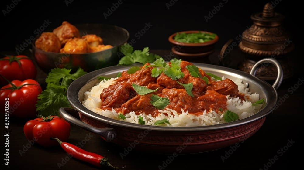 Spicy and Flavorful Vindaloo Curry Served with Fragrant Rice