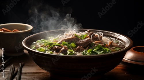 Steaming Bowl of Beef Noodle Soup