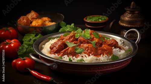 Spicy and Flavorful Vindaloo Curry Served with Fragrant Rice