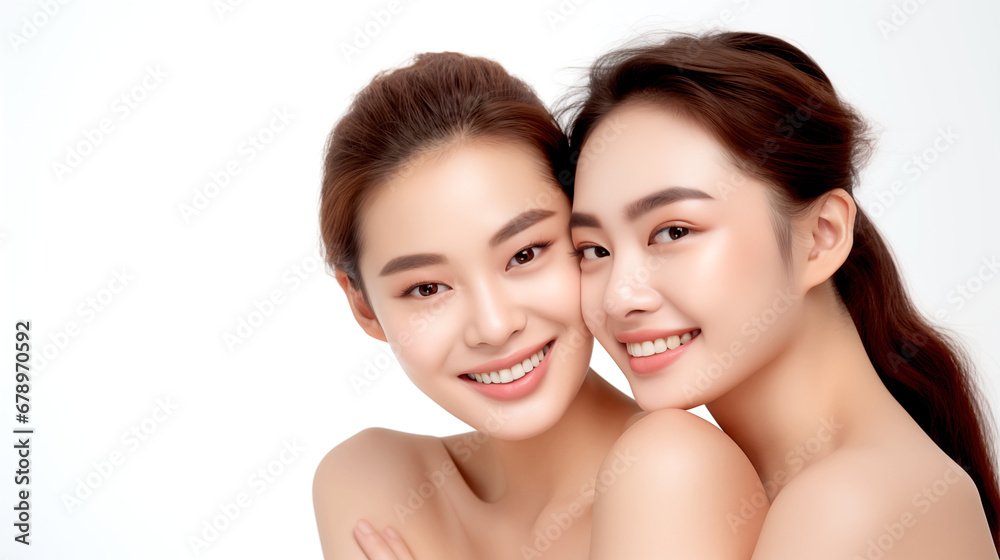 YOUNG TWO ASIAN WOMAN BEAUTY AND SKIN CARE CONCEPT. legal AI YOUNG TWO ASIAN WOMAN BEAUTY AND SKIN CARE CONCEPT. legal AI