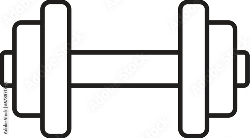 Dumbbell icon in Black Outline flat style. Gym heavy strength training dumbbell pictogram. Weight lifting dumbbell sign editable stock. Dumbbell for a sports hall isolated on transparent background.