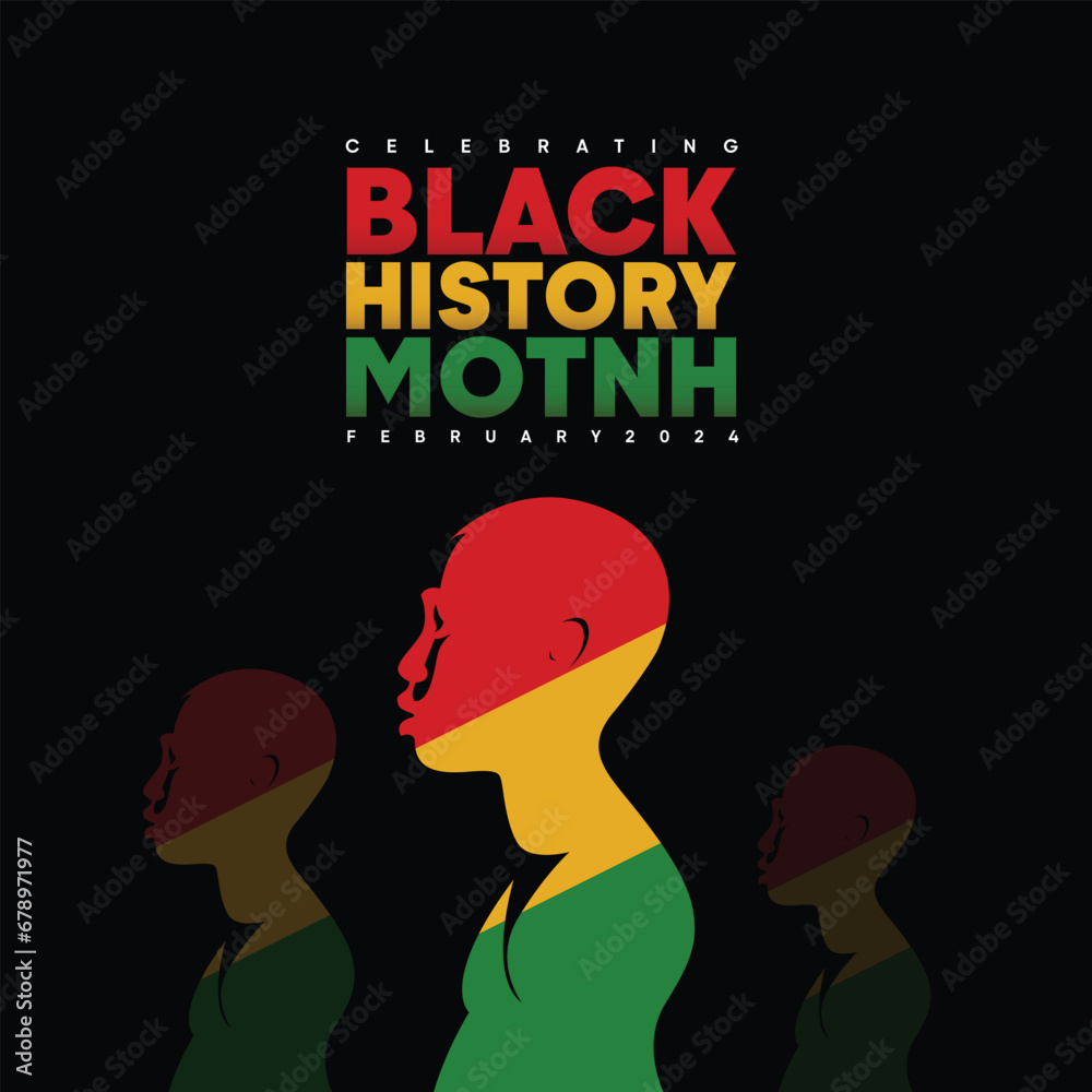 Black History Month Template Featuring Illustrations Of Pan-African Men Art