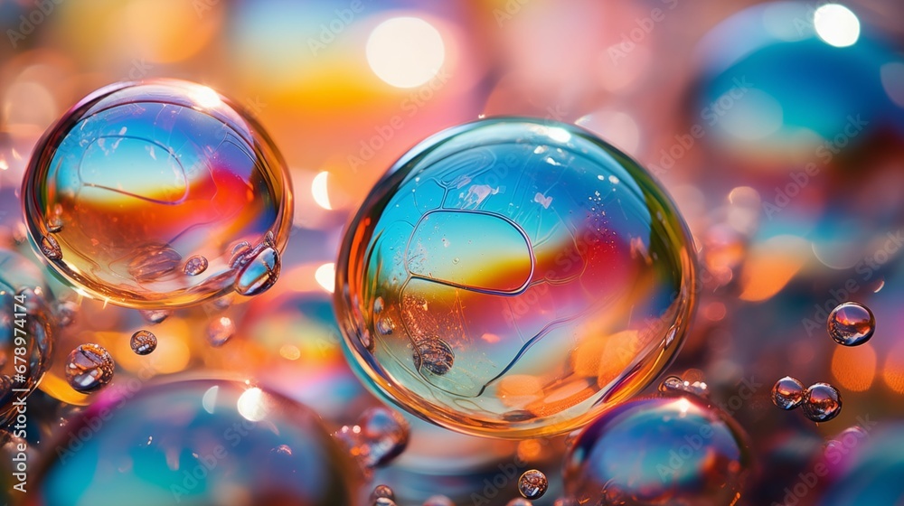 Naklejka premium Close-up image of soap bubbles.