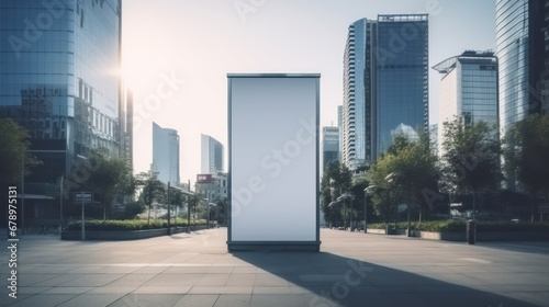 billboard or blank poster, blank white mast banner mockup, front view, outdoor, billboard clear poster for advertising display outside sign template, for Display or montage of product generate by AI