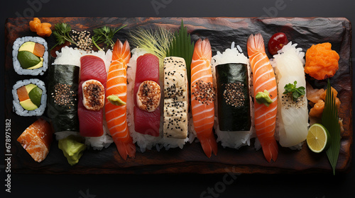 sushi on a plate HD 8K wallpaper Stock Photographic Image