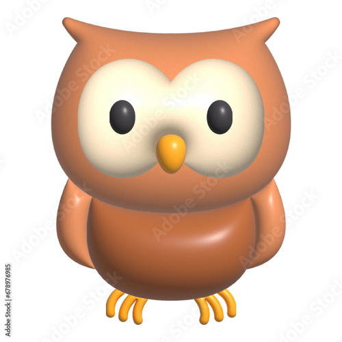 Cute owl 3d rendering illustration