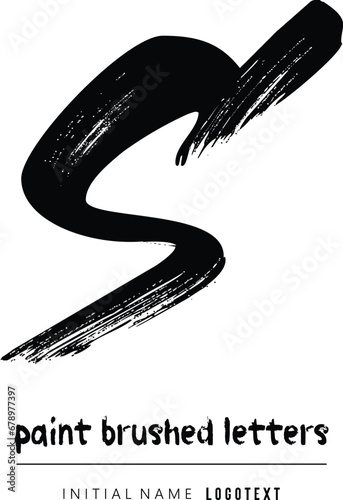 vector icon of letter S with ink stroke, S - Black handwritten letters, hand drawn S letters Logo design. Brushstroke S Letter Logo Design on white background.eps8